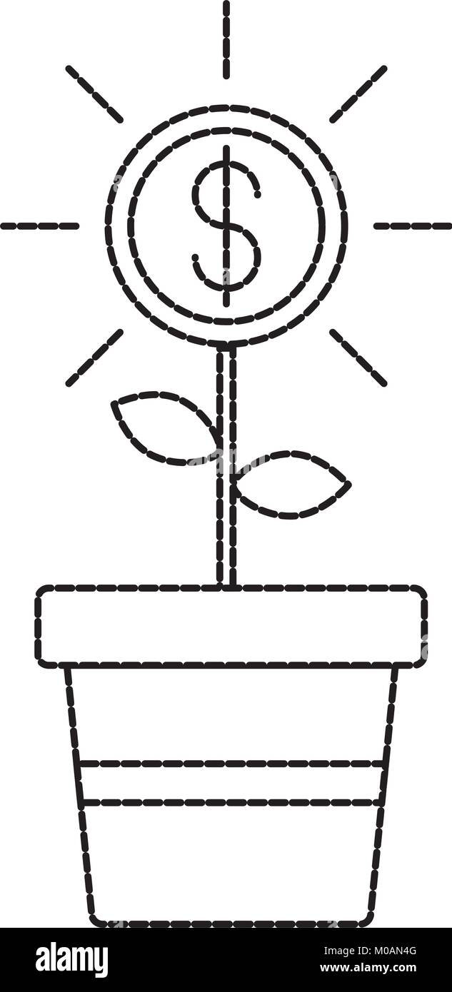 Geld anlage Topfpflanzen Symbol Stock Vektor