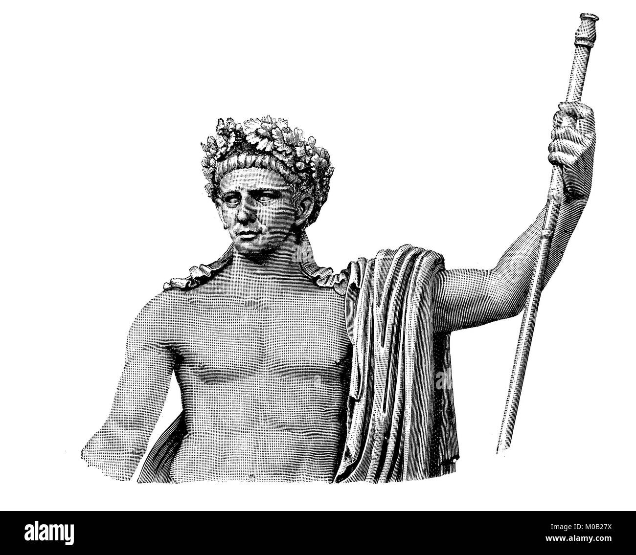 Der Siegeszug der Statue von Claudius in den Vatikanischen Museen in Rom, Italien, Tiberius Claudius Caesar Augustus Germanicus, 1. August 10 v. Chr. - 13. Oktober, 54 AD, war der vierte Römische Kaiser der Patrizier, digital verbesserte Reproduktion einer Vorlage drucken von 1880 Stockfoto