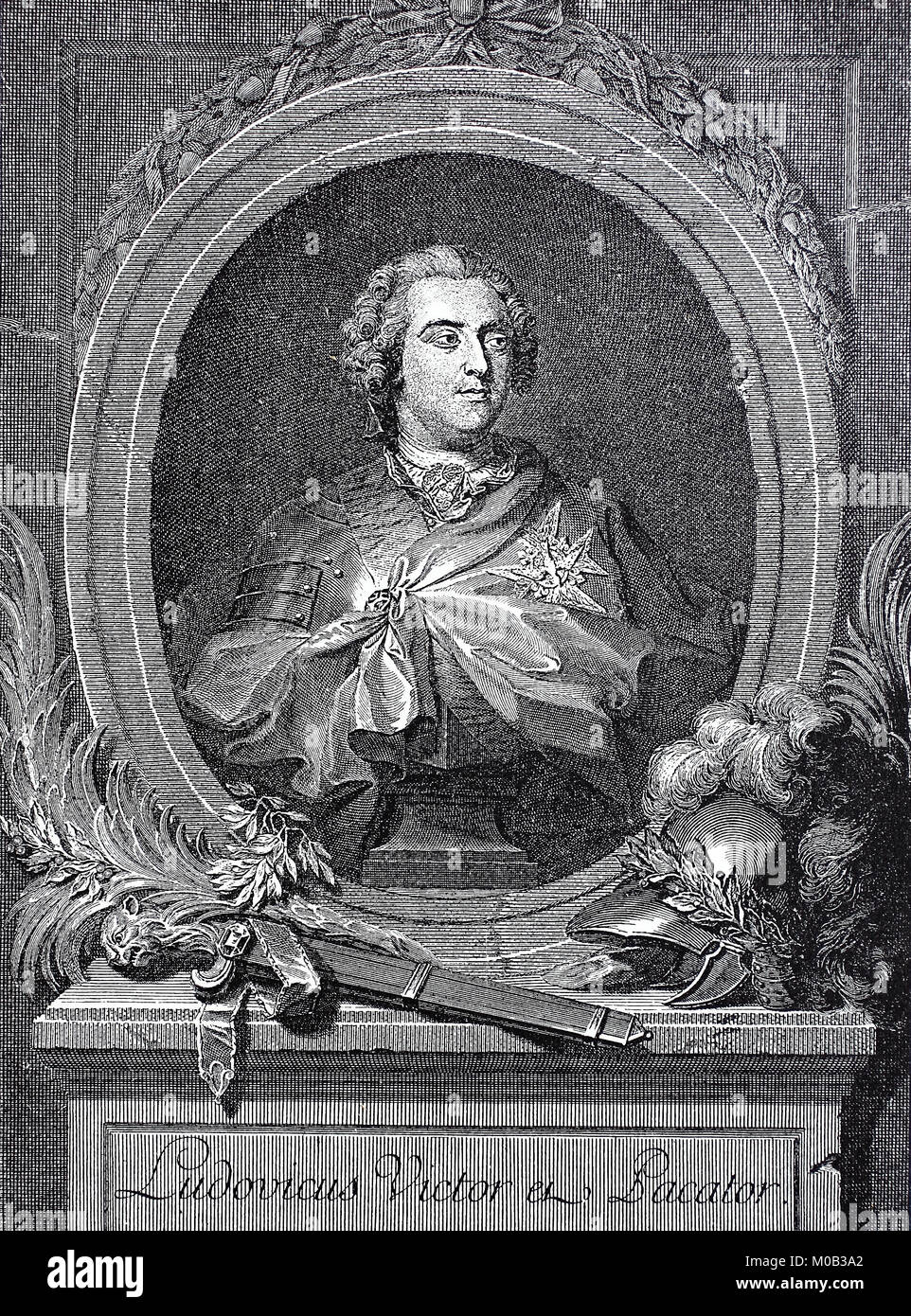 Louis XV, 15. Februar 1710 bis zum 10. Mai 1774, war von 1715 bis 1774 König von Frankreich und Navarra und von 1710 bis 1715 Herzog von Anjou, digital verbesserte Reproduktion einer Vorlage drucken von 1880 Stockfoto