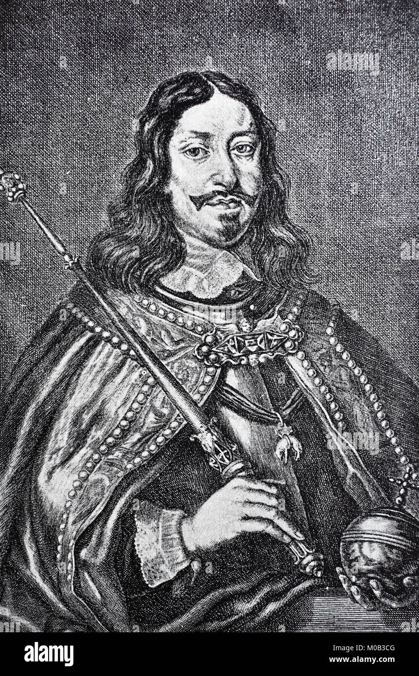 Ferdinand III., 13. Juli 1608 - 2. April 1657, war Kaiser des Heiligen Römischen Reiches vom 15. Februar 1637 bis zu seinem Tod, sowie König von Ungarn und Kroatien, König von Böhmen und Erzherzog von Österreich, digital verbesserte Reproduktion einer Vorlage drucken von 1880 Stockfoto