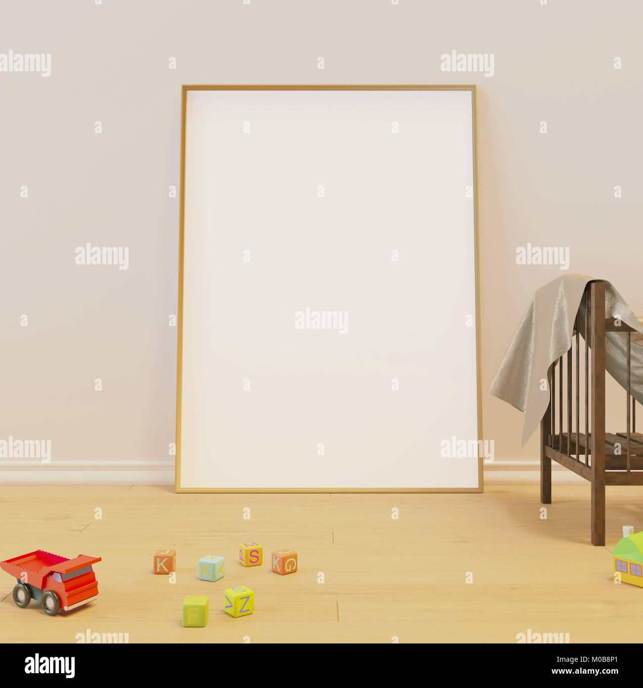 Mock up Poster im Kinderzimmer. 3D-Rendering Stockfoto