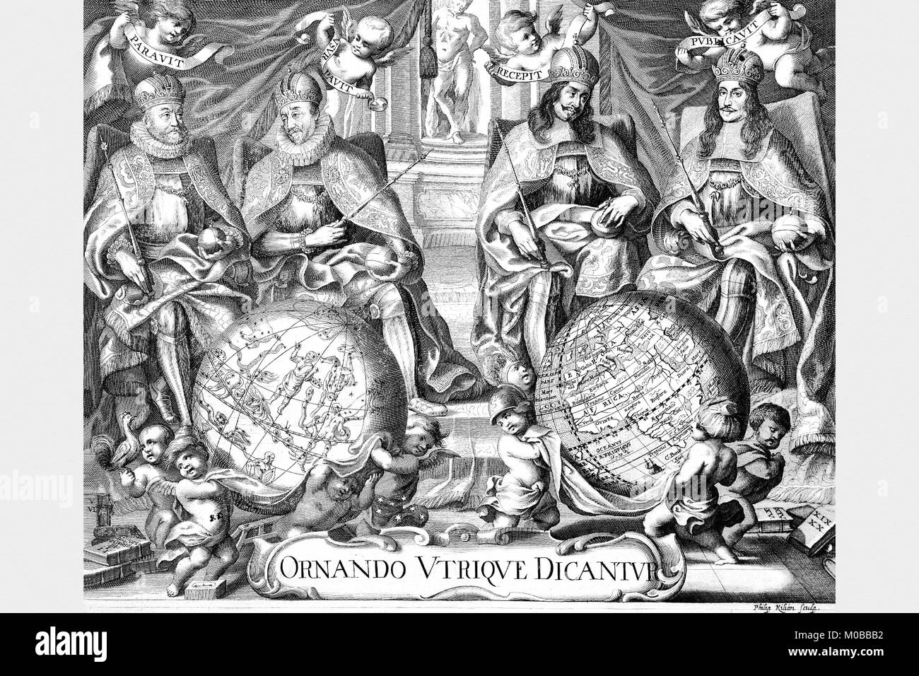 Atlas Frontispiz von Philip Kilian Stockfoto