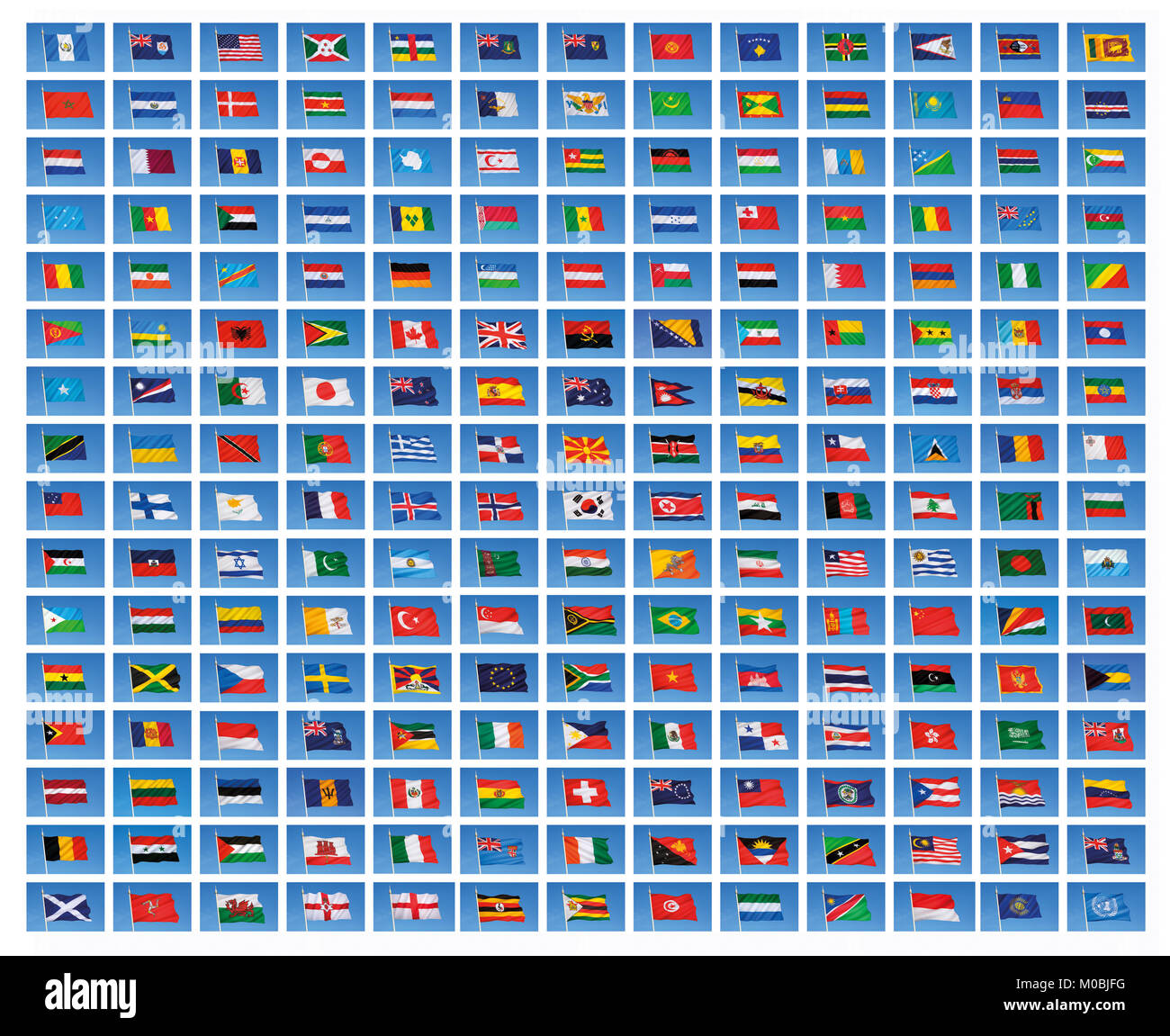 Wallpaper der Flaggen der Welt - Die nationale Flaggen von den meisten Ländern der Welt Stockfoto