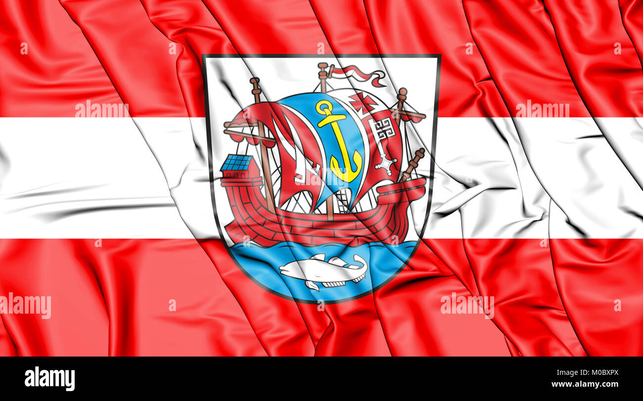 3D Flagge von Bremerhaven, Deutschland. 3D Illustration. Stockfoto