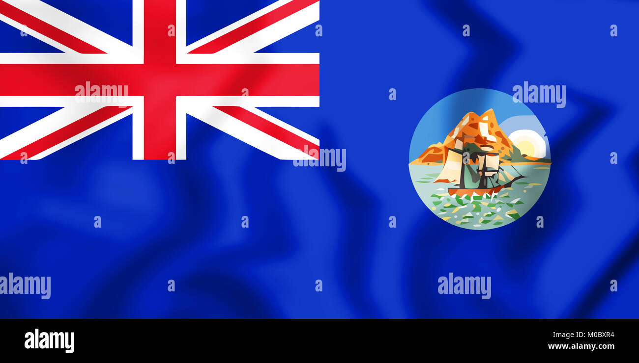3D-Flagge der Britischen Kolonie Labuan (1912-1946). 3D-Darstellung. Stockfoto 3D-Flagge der Britischen Kolonie Labuan (1912-1946). 3D-Darstellung. Stockfoto