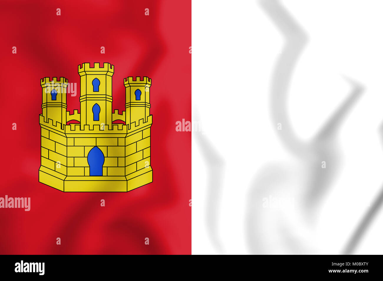 3D-Flagge Kastilien-La Mancha, Spanien. 3D-Darstellung. Stockfoto