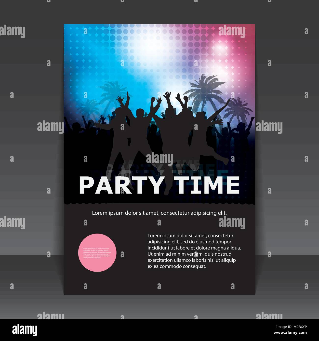 Bunte Party Flyer Oder Deckel Mit Masse In Der Dunkelheit Der Tanzende Menschen Silhouetten In Bearbeitbaren Vektorformat Stock Vektorgrafik Alamy