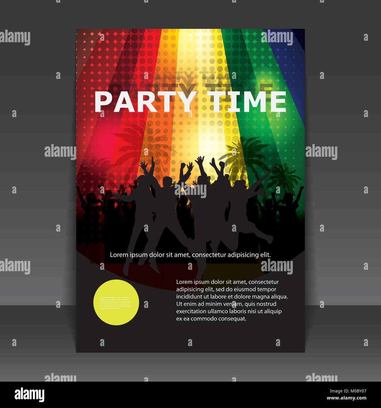 Bunte Party Flyer Oder Deckel Mit Masse In Der Dunkelheit Der Tanzende Menschen Silhouetten In Bearbeitbaren Vektorformat Stock Vektorgrafik Alamy