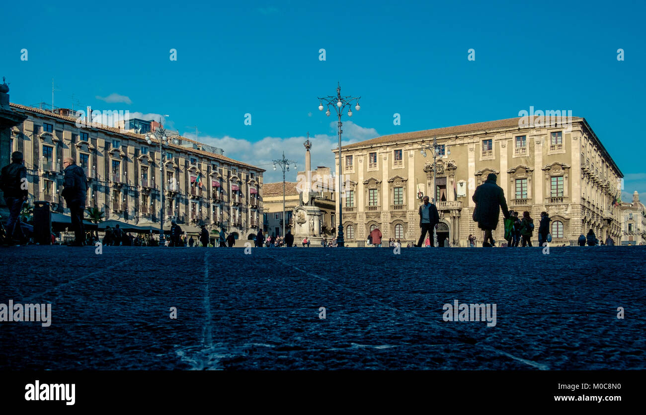 12-27-2017. Catania, Italien. Piazza del Duomo, dem Hauptplatz der Stadt siciliank in einem Winter morgen Stockfoto