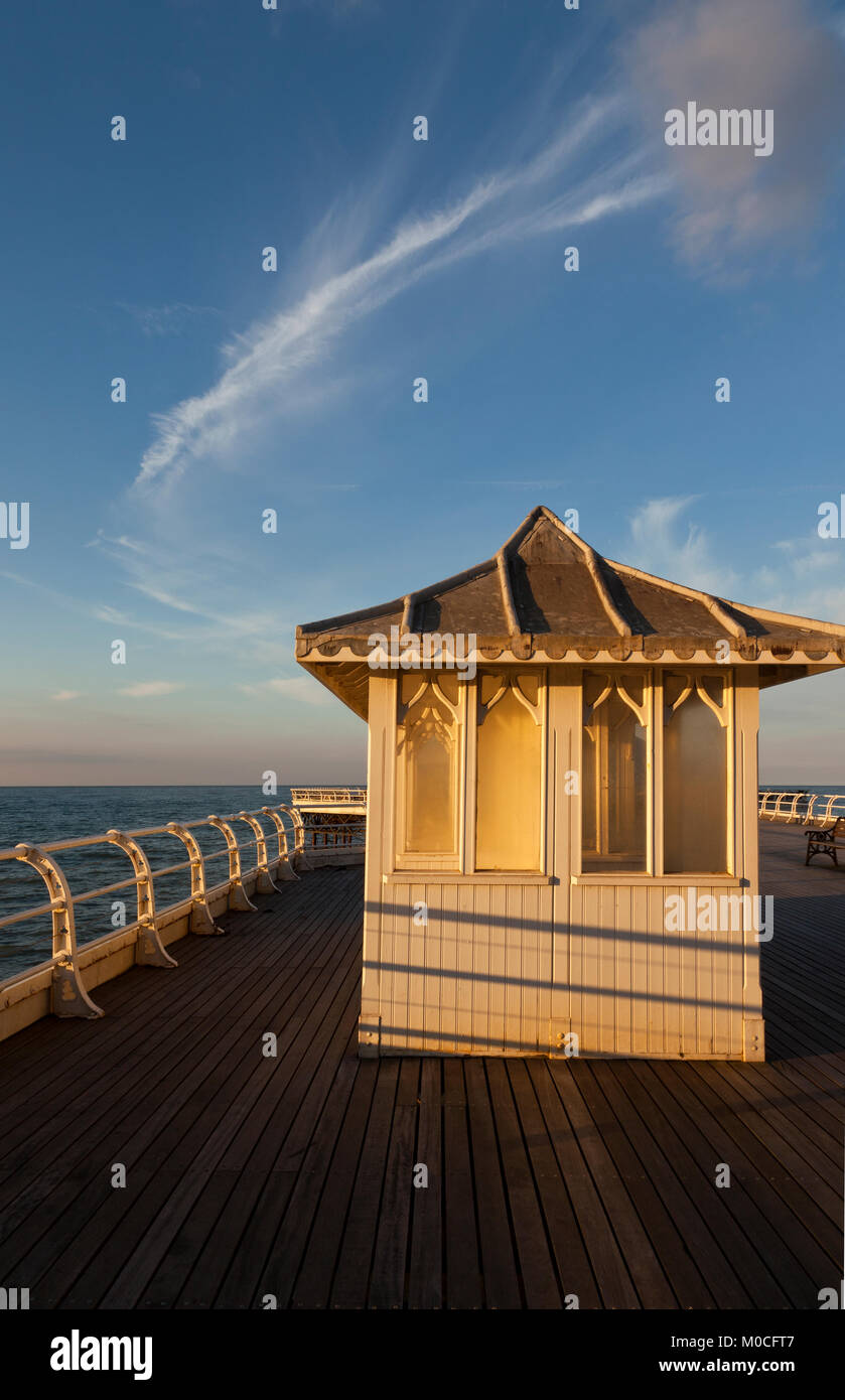 Geschützte Plätze auf Cromer Pier, Norfolk, Großbritannien Stockfoto