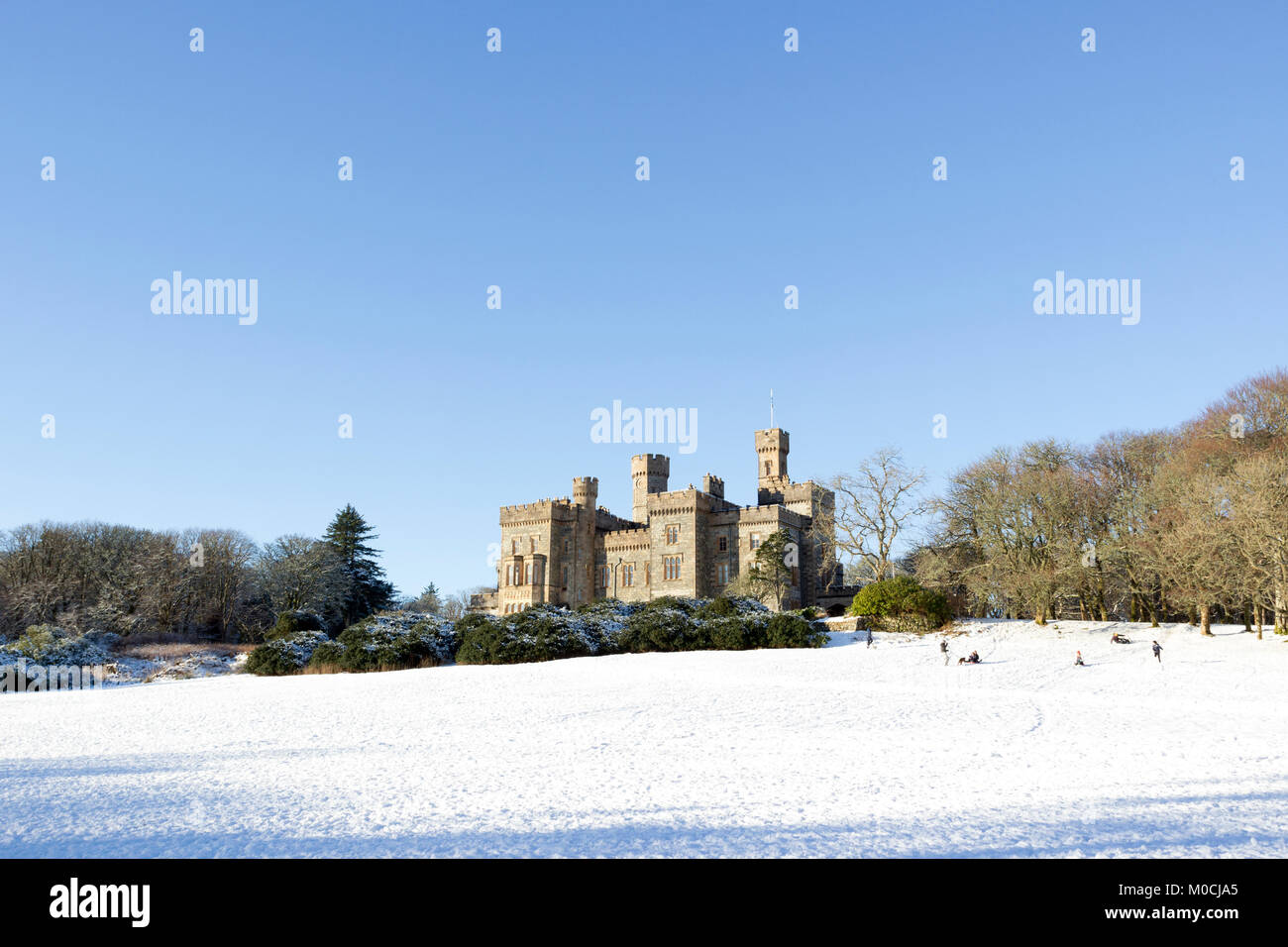 Winter Szene an Lews Castle, Stornoway, Isle of Lewis, Western Isles, Äußere Hebriden, Schottland, Vereinigtes Königreich Stockfoto