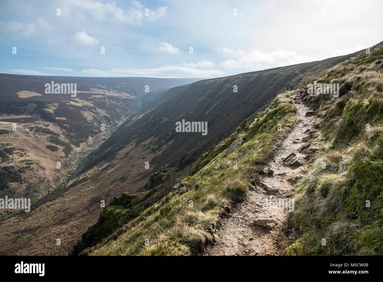 Der Pennine Way an torside Clough Position auf die Mauren an Bleaklow, Peak District, Derbyshire, England. Stockfoto