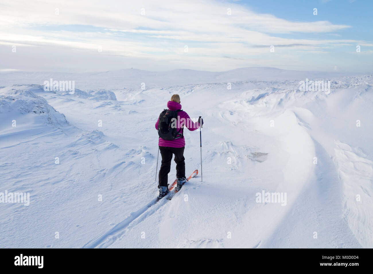 Burnhope Sitz, Cumbria, Großbritannien. Samstag, den 20. Januar 2018. UK Wetter. Nach mehreren Tagen Schnee und starkem Wind Skifahrer waren heraus genießen einige tolle Schneeverhältnisse in der North Pennines heute. Quelle: David Forster/Alamy leben Nachrichten Stockfoto