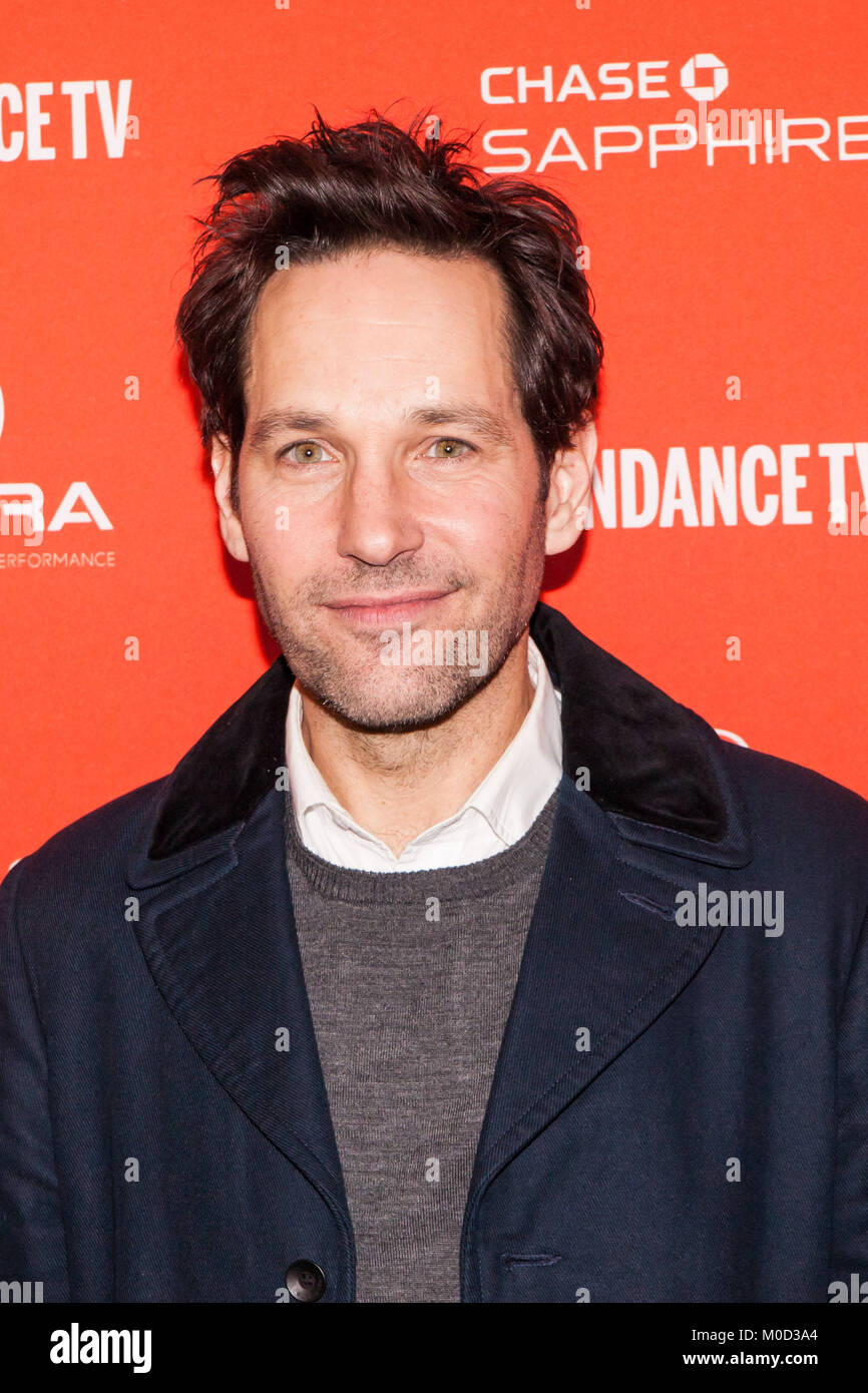 Schauspieler Paul Rudd besucht die "Catcher war ein Spion 'Premiere beim Sundance Film Festival 2018 am Marc Theater am Januar 19, 2018 in Park City, Utah. Stockfoto