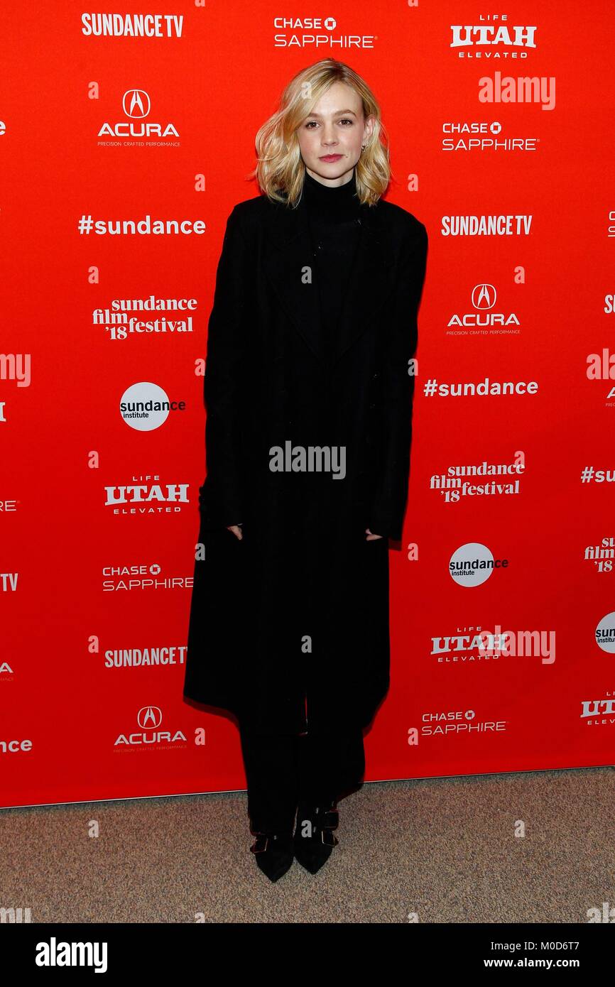 Park City, UT, USA. 20 Jan, 2018. Carey Mulligan in der Ankunftshalle für Wildnis Premiere auf dem Sundance Film Festival 2018, Eccles Theater, Park City, UT 20. Januar 2018. Credit: JA/Everett Collection/Alamy leben Nachrichten Stockfoto