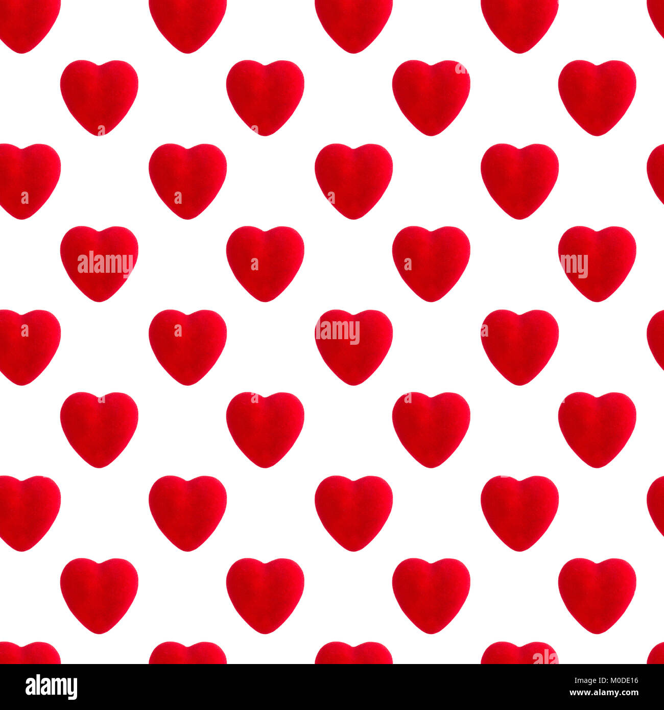 Red velvet Herz nahtlose Muster, Valentines Tag Hintergrund Stockfoto