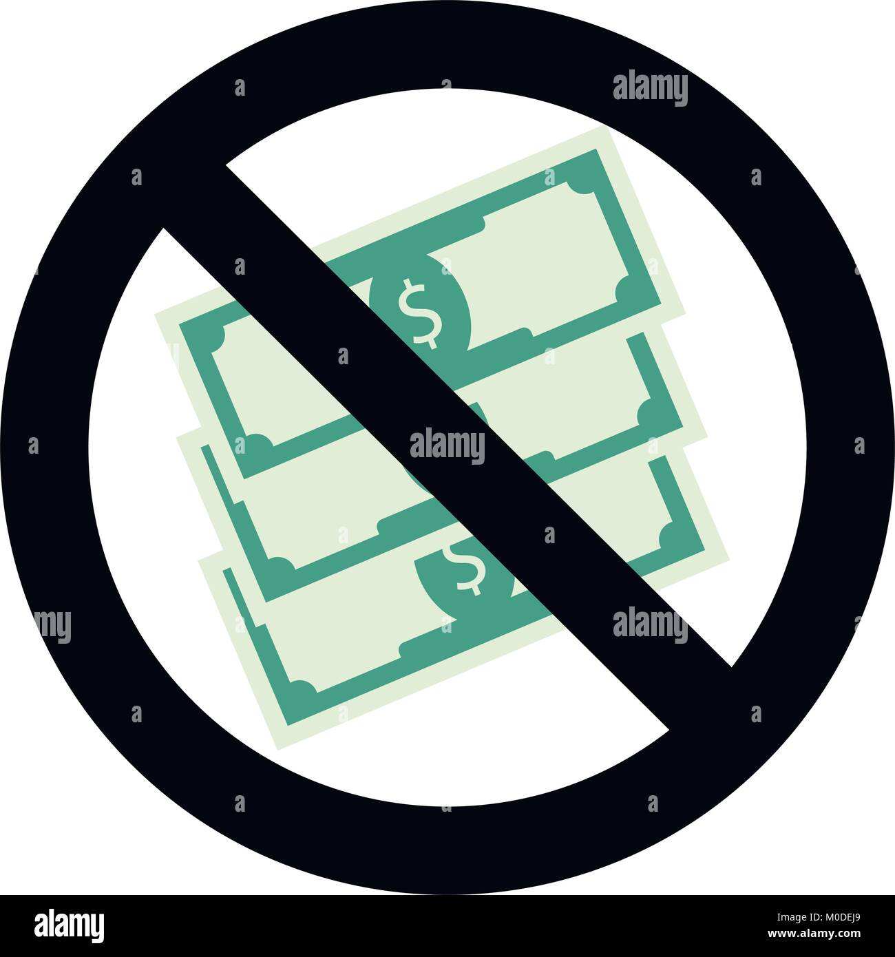 Verbot Bargeld und keine Braut Vektor. Stop Bargeld Finanzierung, Verbot von Bestechung und Korruption Abbildung Stock Vektor