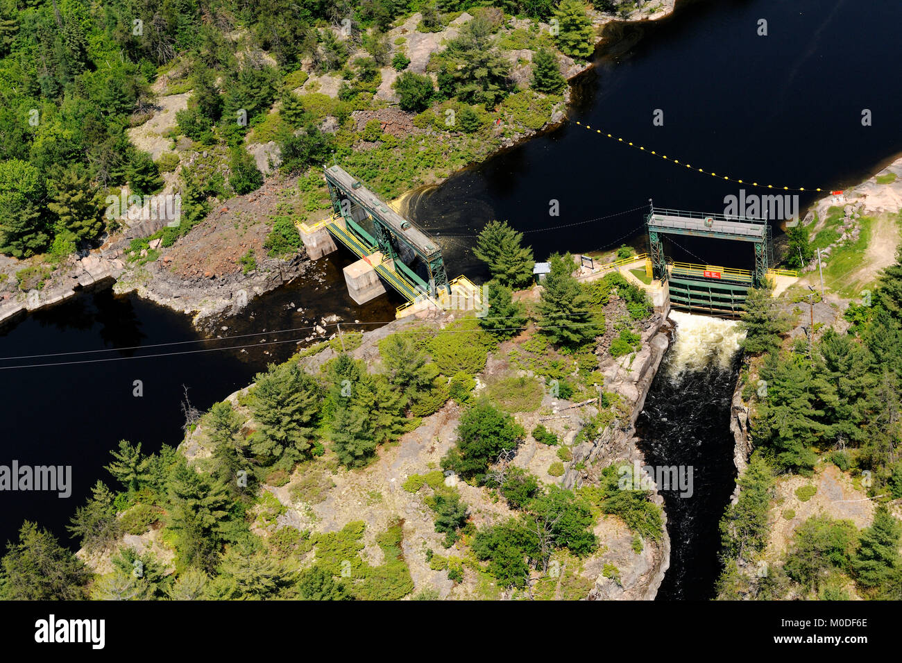 Ein Luftbild der alten Chaudiere Damm auf der französischen Fluss Stockfoto