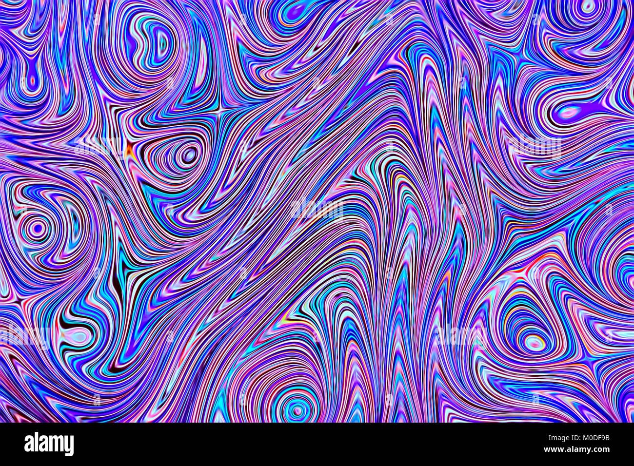 Marmorierten Hintergrund-abstrakten computer-Bild erzeugt. Die fraktale Geometrie: Chaos Blau und Lila geringelt Anschläge wie Venen. Trendige Kulisse für Abdeckungen, Stockfoto