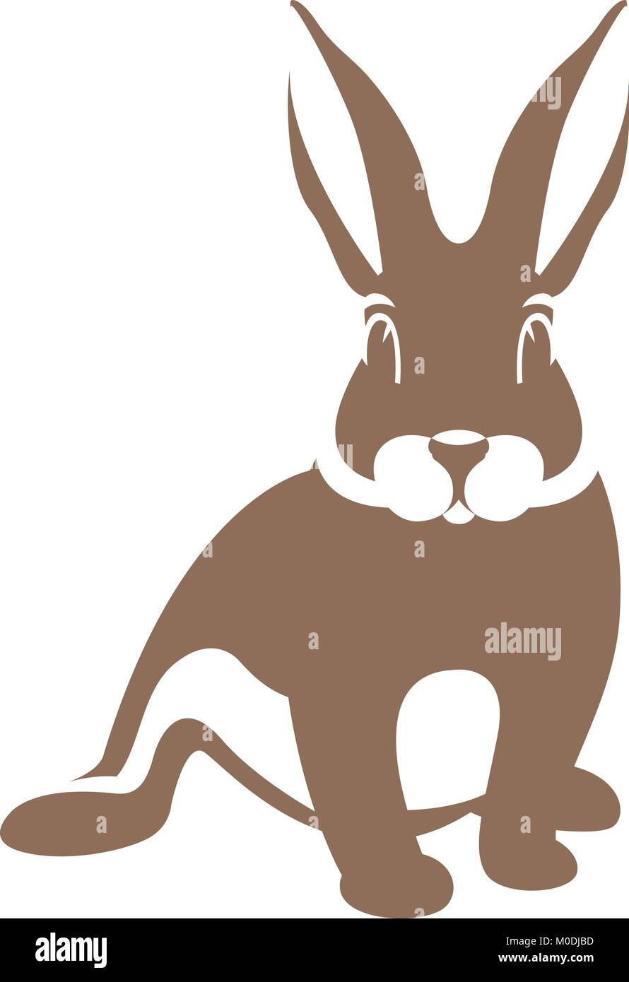 Hase Hase Vektor-illustration Flat Style Vorderseite Silhouette Stock