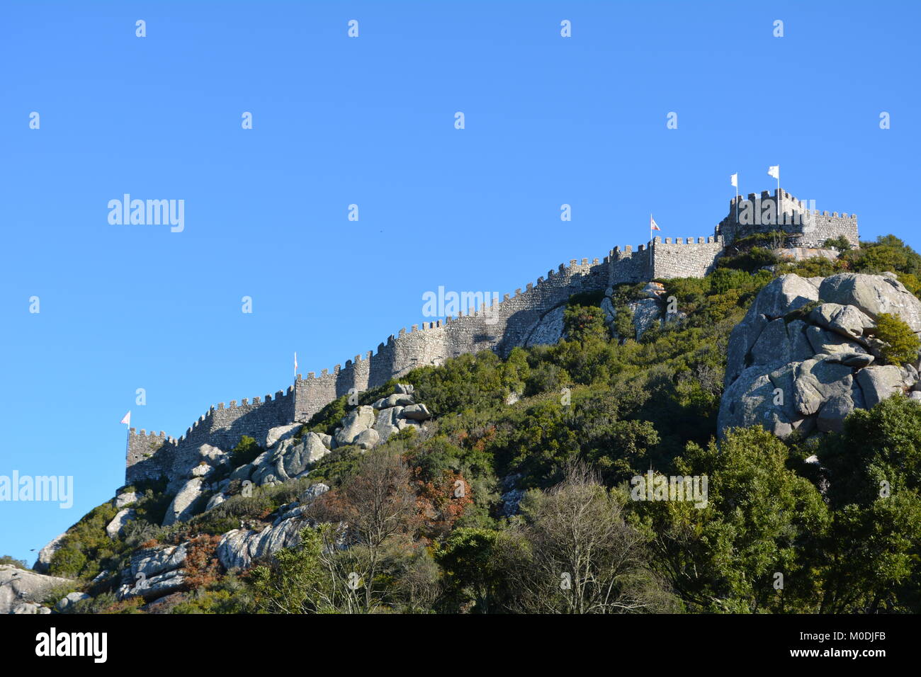 Die maurische Burg in Sintra, Portugal auf felsigen Hügel Stockfoto