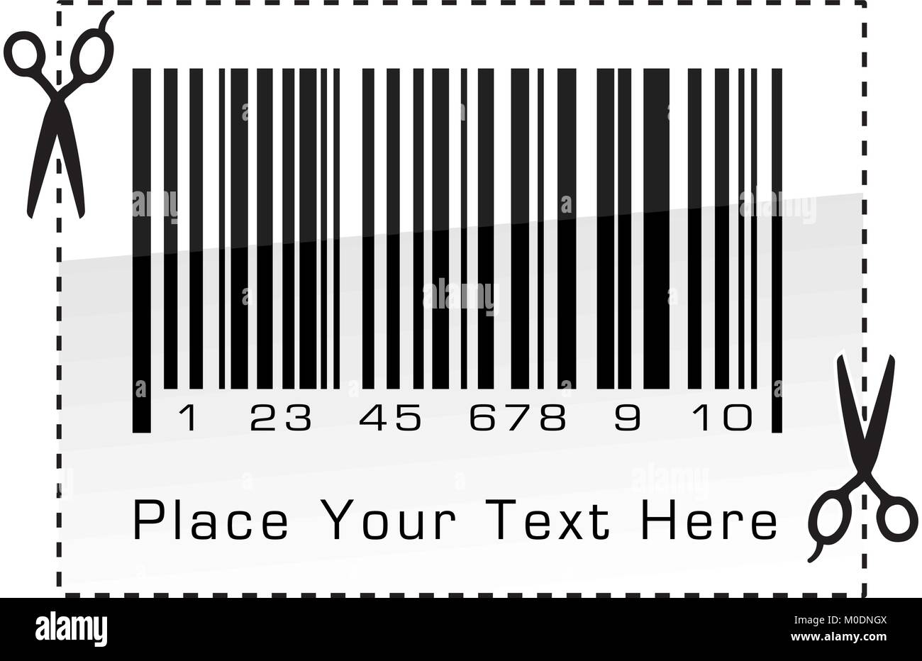 Barcode label oder Gutschein mit einer Schere auf das gewünschte Symbol. Vector Illustration. Stock Vektor