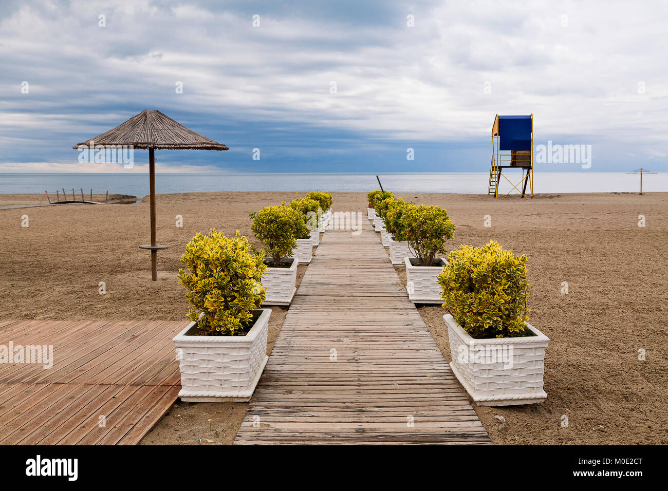 Strand an der Adria in Durrës, Albanien. Stockfoto
