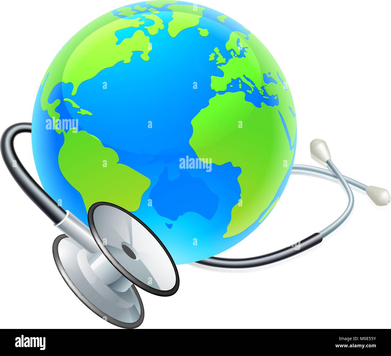 Weltgesundheitstag Erde Stethoskop Globus Konzept Stock Vektor