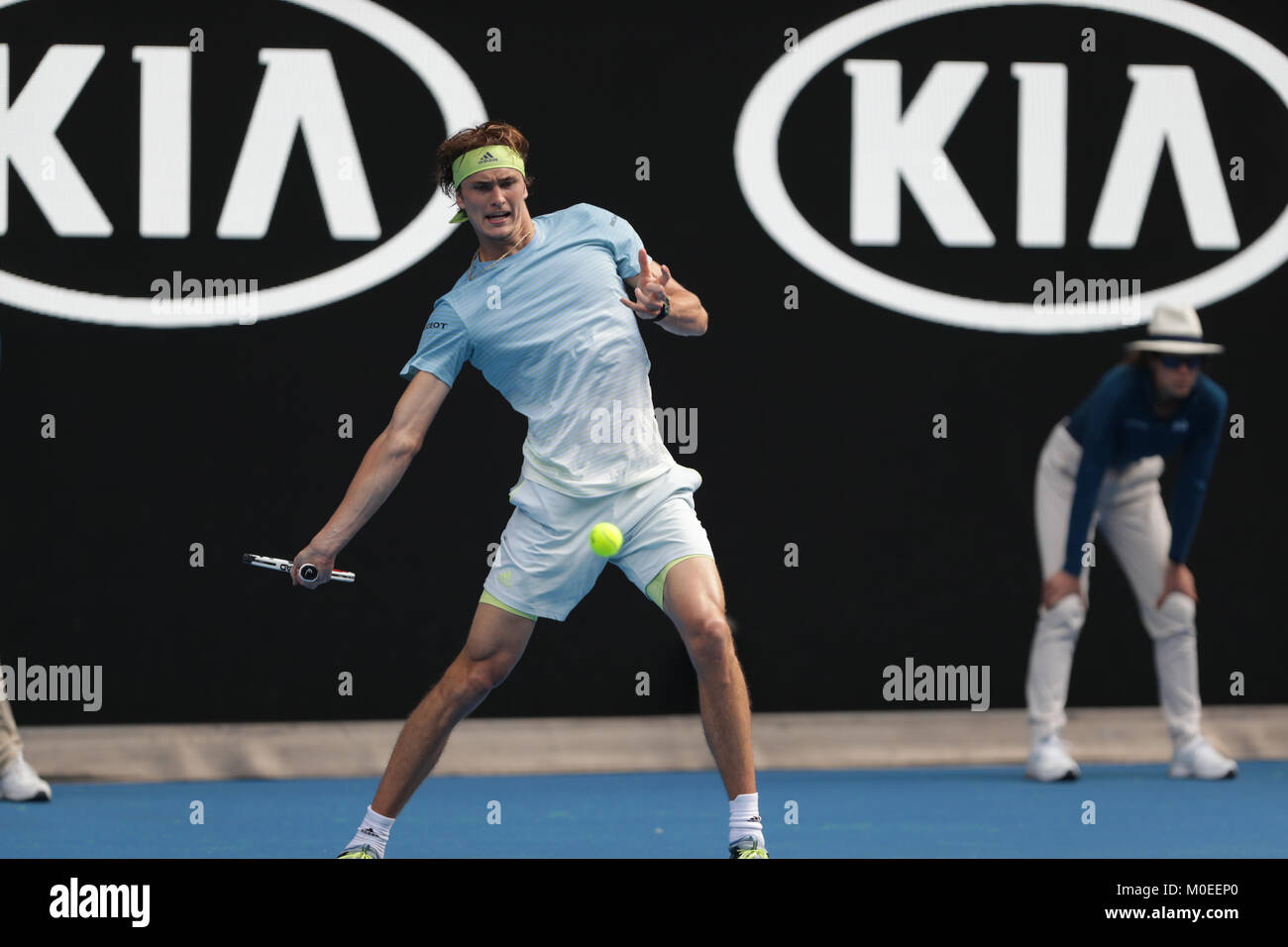 Australien. 20 Jan, 2018. Deutsche Tennisspieler Alexander Zverev ist in Aktion während seiner 3. Runde der Australian Open Koreanischen tennis player Hyeon Chung am 20 Jan, in Mebourne, Australien 2018 vs. (Foto von YAN LERVAL/LBA) Quelle: Lba Co.Ltd./Alamy leben Nachrichten Stockfoto