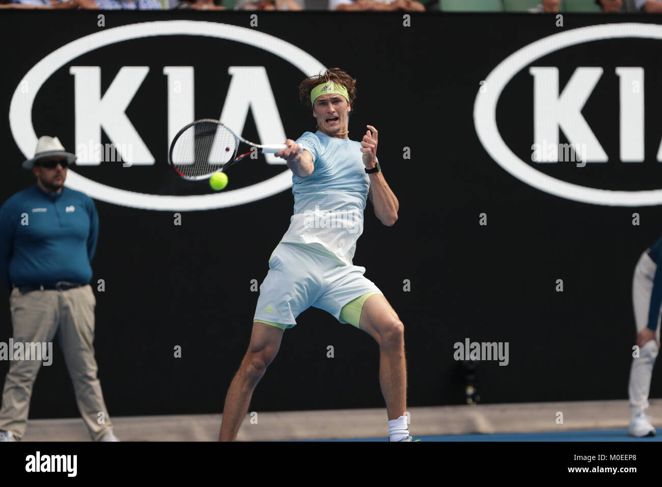 Australien. 20 Jan, 2018. Deutsche Tennisspieler Alexander Zverev ist in Aktion während seiner 3. Runde der Australian Open Koreanischen tennis player Hyeon Chung am 20 Jan, in Mebourne, Australien 2018 vs. (Foto von YAN LERVAL/LBA) Quelle: Lba Co.Ltd./Alamy leben Nachrichten Stockfoto