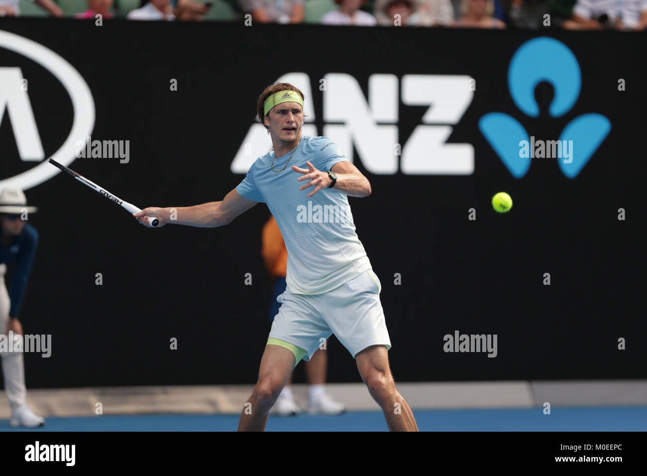 Australien. 20 Jan, 2018. Deutsche Tennisspieler Alexander Zverev ist in Aktion während seiner 3. Runde der Australian Open Koreanischen tennis player Hyeon Chung am 20 Jan, in Mebourne, Australien 2018 vs. (Foto von YAN LERVAL/LBA) Quelle: Lba Co.Ltd./Alamy leben Nachrichten Stockfoto