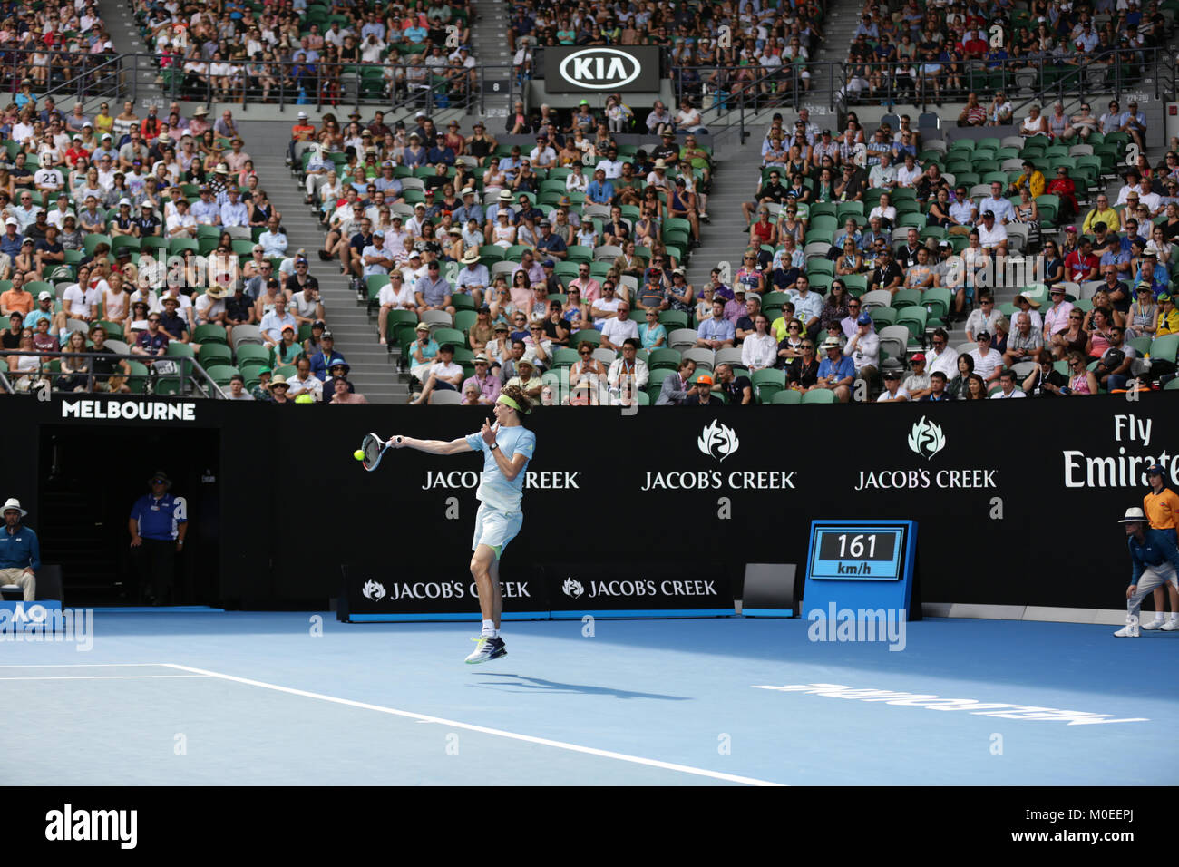 Australien. 20 Jan, 2018. Deutsche Tennisspieler Alexander Zverev ist in Aktion während seiner 3. Runde der Australian Open Koreanischen tennis player Hyeon Chung am 20 Jan, in Mebourne, Australien 2018 vs. (Foto von YAN LERVAL/LBA) Quelle: Lba Co.Ltd./Alamy leben Nachrichten Stockfoto