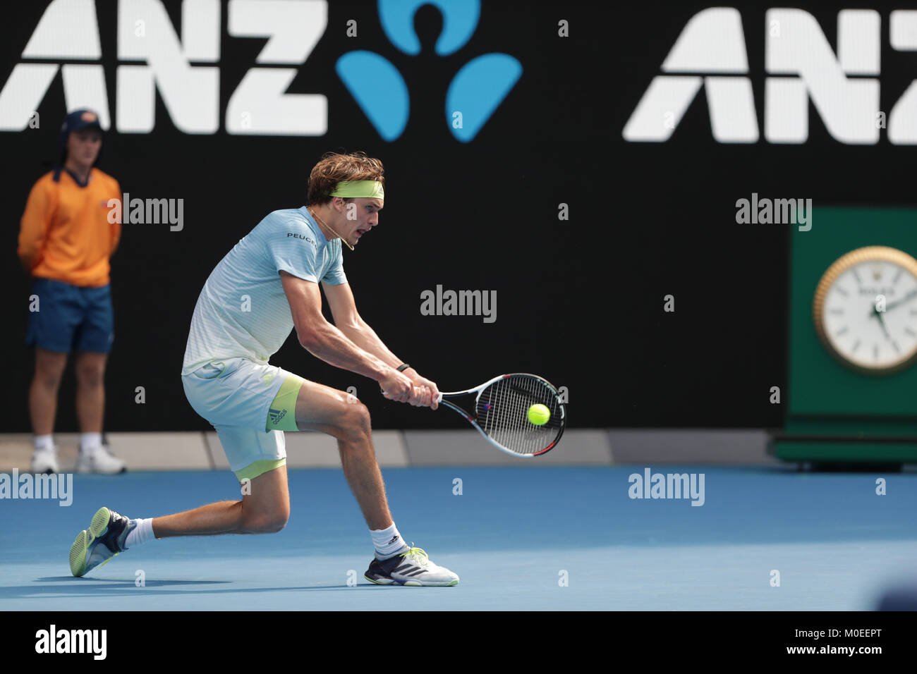 Australien. 20 Jan, 2018. Deutsche Tennisspieler Alexander Zverev ist in Aktion während seiner 3. Runde der Australian Open Koreanischen tennis player Hyeon Chung am 20 Jan, in Mebourne, Australien 2018 vs. Credit: YAN LERVAL/LBA/Alamy Leben Nachrichten Quelle: Lba Co.Ltd./Alamy leben Nachrichten Stockfoto