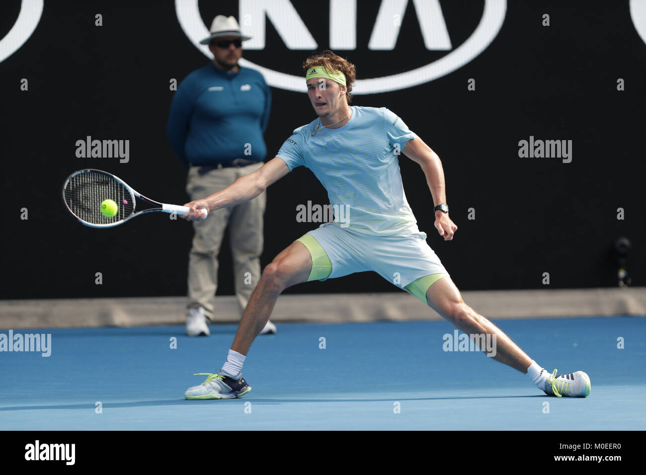 Australien. 20 Jan, 2018. Deutsche Tennisspieler Alexander Zverev ist in Aktion während seiner 3. Runde der Australian Open Koreanischen tennis player Hyeon Chung am 20 Jan, in Mebourne, Australien 2018 vs. Credit: YAN LERVAL/LBA/Alamy Leben Nachrichten Quelle: Lba Co.Ltd./Alamy leben Nachrichten Stockfoto