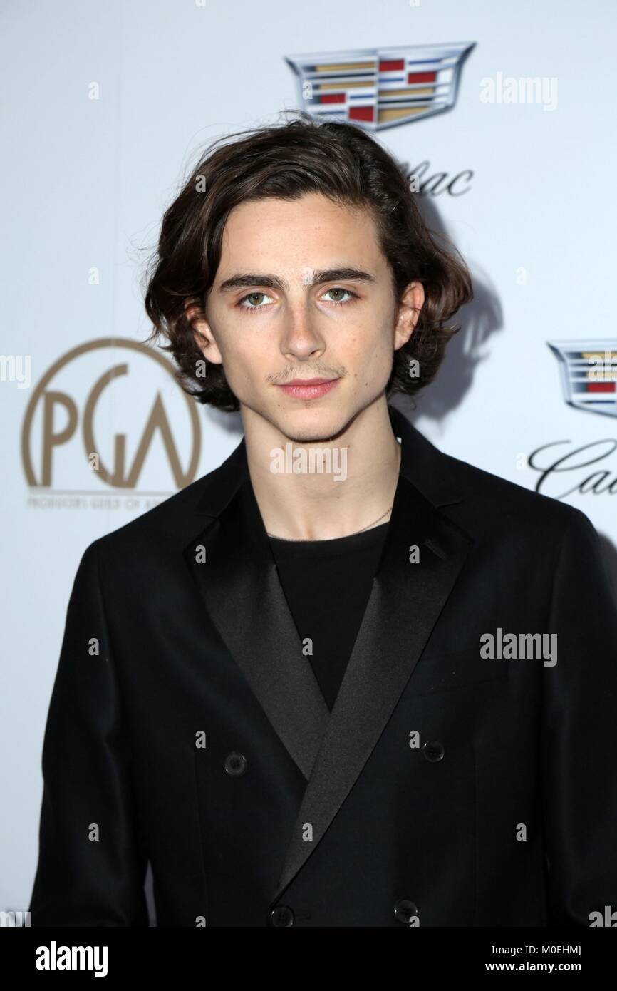 Beverly Hills, CA. 20 Jan, 2018. Timothee Chalamet bei der Ankunft für 29. jährliche Producers Guild Awards (PGAs), The Beverly Hilton Hotel, Beverly Hills, CA 20. Januar 2018. Credit: Priscilla Grant/Everett Collection/Alamy leben Nachrichten Stockfoto