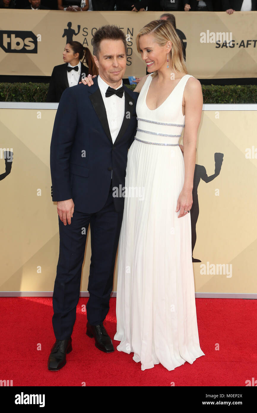 Los Angeles, Ca, USA. 21 Jan, 2018. Sam Rockwell, Leslie Bibb auf der 24. jährlichen Screen Actors Guild Awards im Shrine Auditorium in Los Angeles, Kalifornien am 21. Januar 2018. Quelle: FS Retna / Medien Punch/Alamy leben Nachrichten Stockfoto