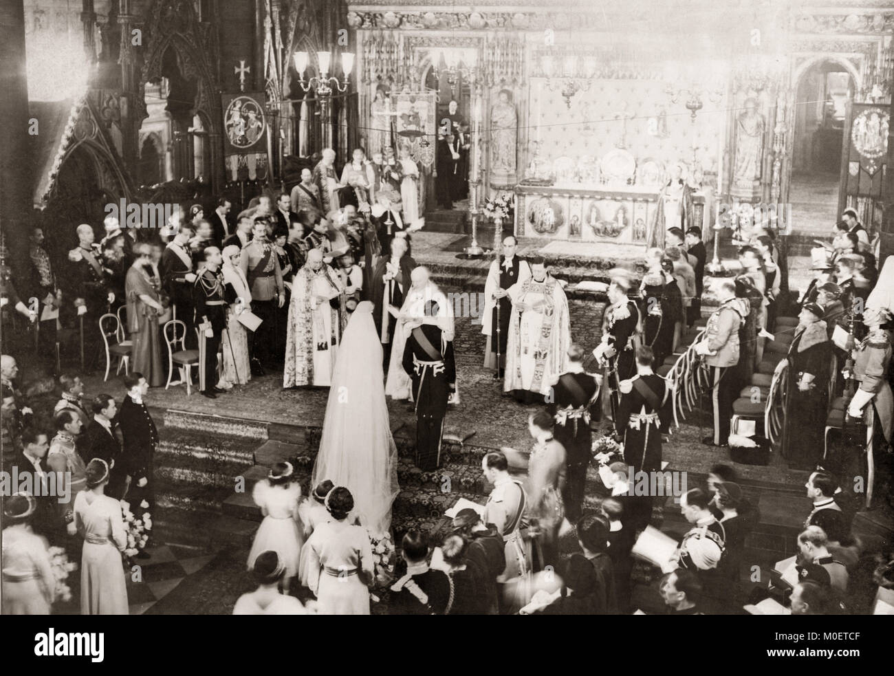 Prinzliche Hochzeit - Herzog von Kent heiratet Prinzessin Marina von Griechenland, die Westminster Abbey, 1934. Stockfoto