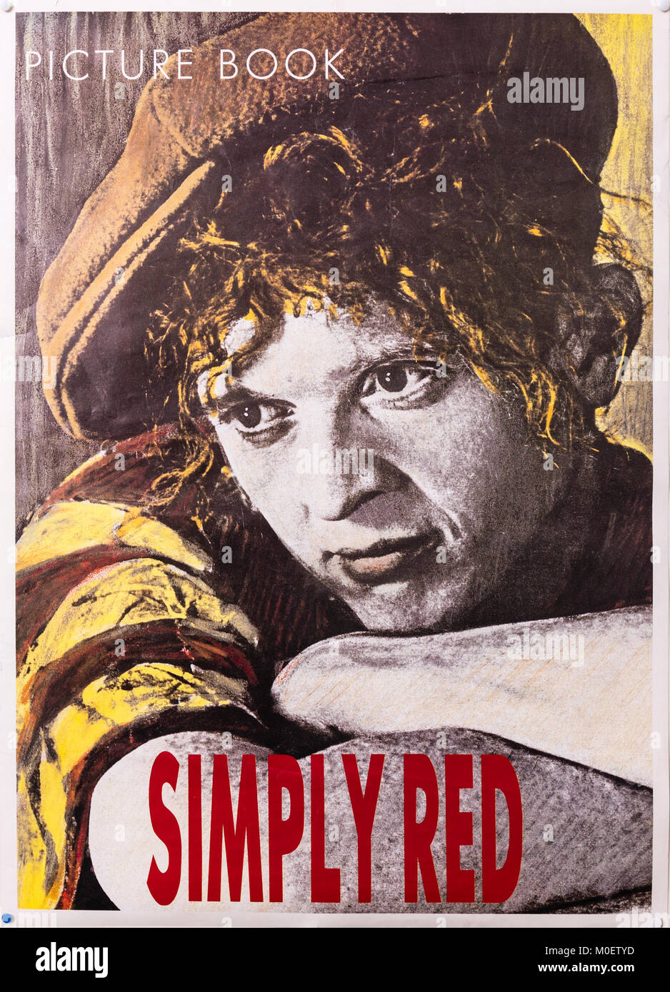 Simply Red Picture Book Werbe Poster. Musical Konzert Poster Stockfoto