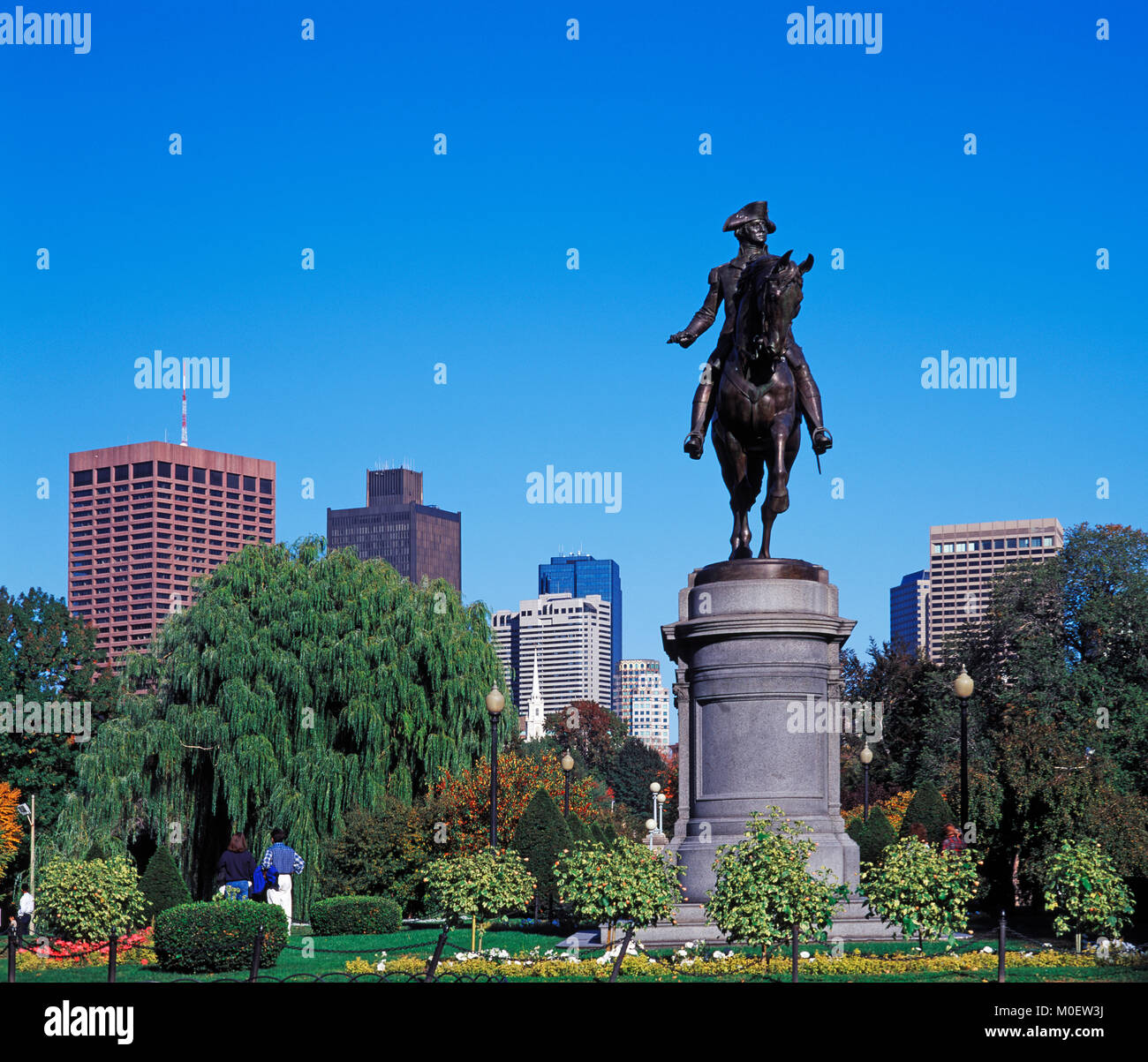 George Washington Reiterstandbild in Public Garden in Boston, Massachusetts, USA. Stockfoto