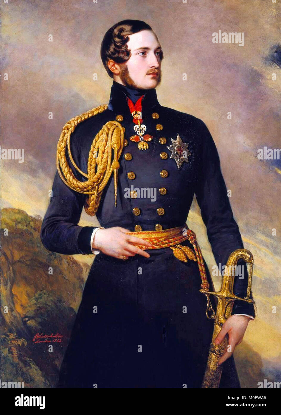 Prinz Albert von Sachsen-Coburg und Gotha tragen das Goldene Vlies von Franz Xaver Winterhalter im Jahre 1842 gemalt. Stockfoto