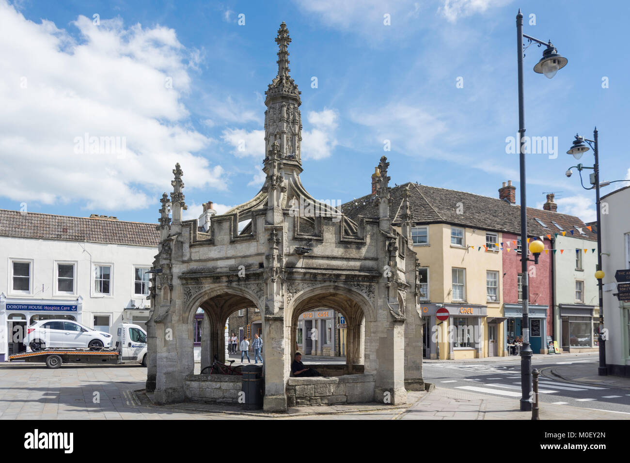15. jahrhundert Malmesbury Market Cross, Markt, Malmesbury, Wiltshire, England, Vereinigtes Königreich Stockfoto