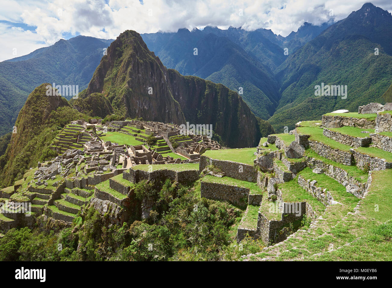 Berühmten unesco weltkulturerbe Peru Machu Picchu Lost City. Alte steinerne Stadt Stockfoto