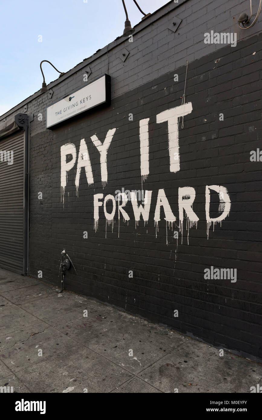 Pay it forward", die den Schlüssel ', Los Angeles, Kalifornien Stockfoto