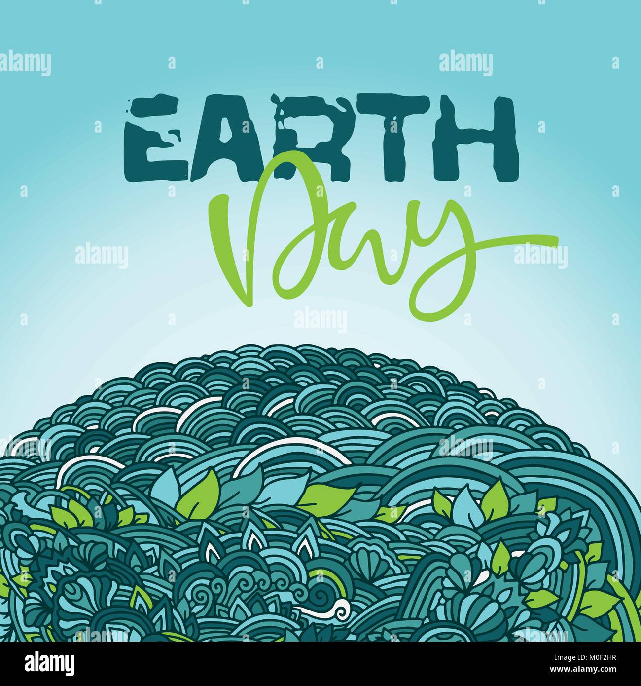 Mandala eco Design vorlage. Tag der Erde Karte mit Wave und Blätter Muster. Vector Illustration Stock Vektor