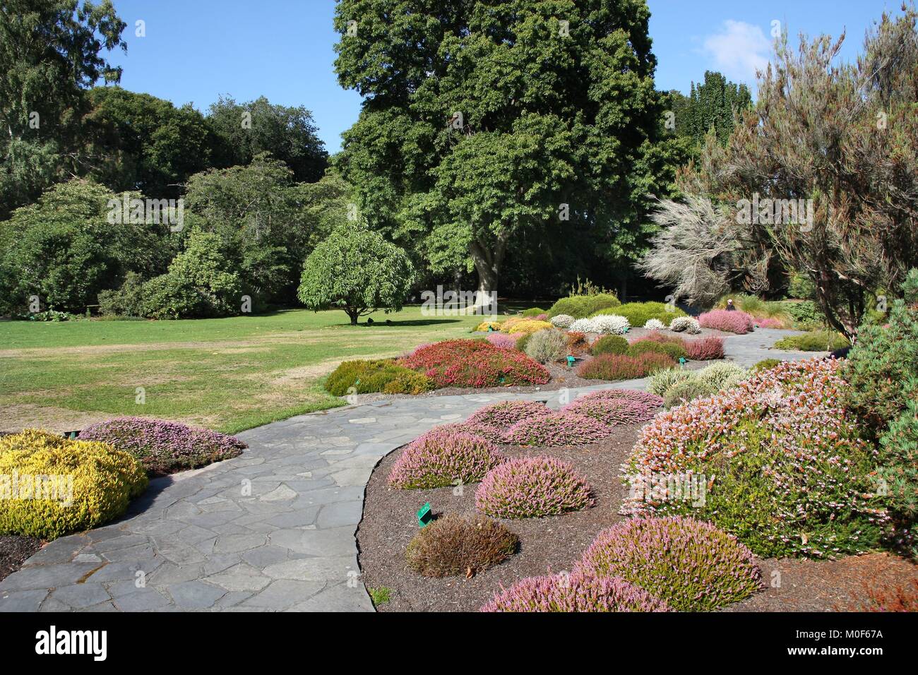 Die Botanischen Gärten von Christchurch (Neuseeland). Blumenbeete. Stockfoto