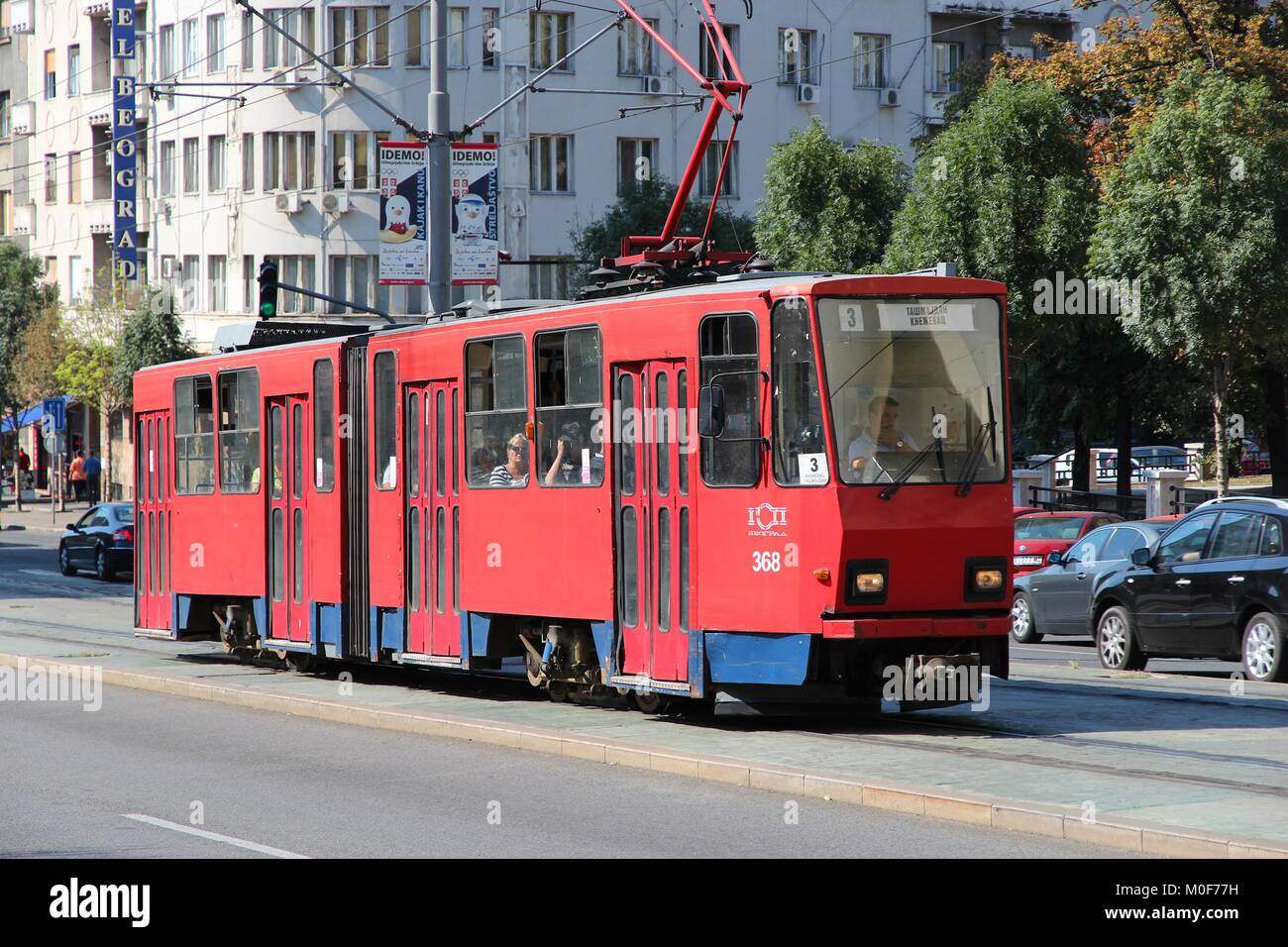Belgrad, SERBIEN - 15. August: Straßenbahn 15. August 2012 in Belgrad, Serbien. Belgrad Straßenbahnnetz besteht seit 1892 und gehört zu den größten in Eur Stockfoto