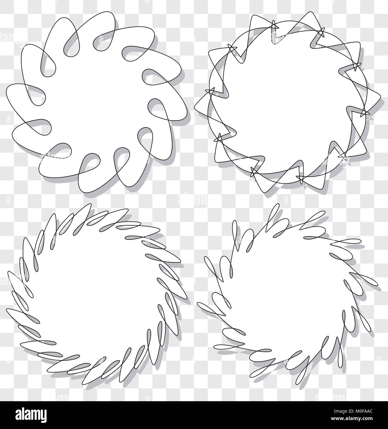 Satz von 4 sehr einfache runden Rahmen mit voll editierbar Strichbreite Stock Vektor