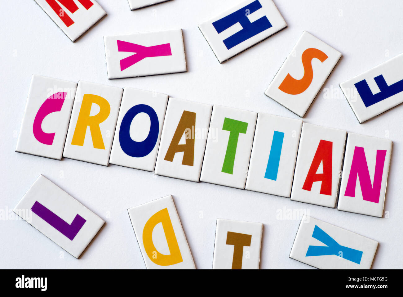 Wort Kroatischen aus bunte Buchstaben auf weißem Hintergrund Stockfoto