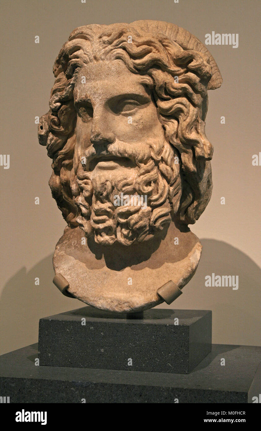 Marmor Kopf des Zeus Ammon, Römische 120-160 AD, Kaiserzeit, das Metropolitan Museum der Kunst (Met), Upper Manhattan, New York City, New York State Stockfoto