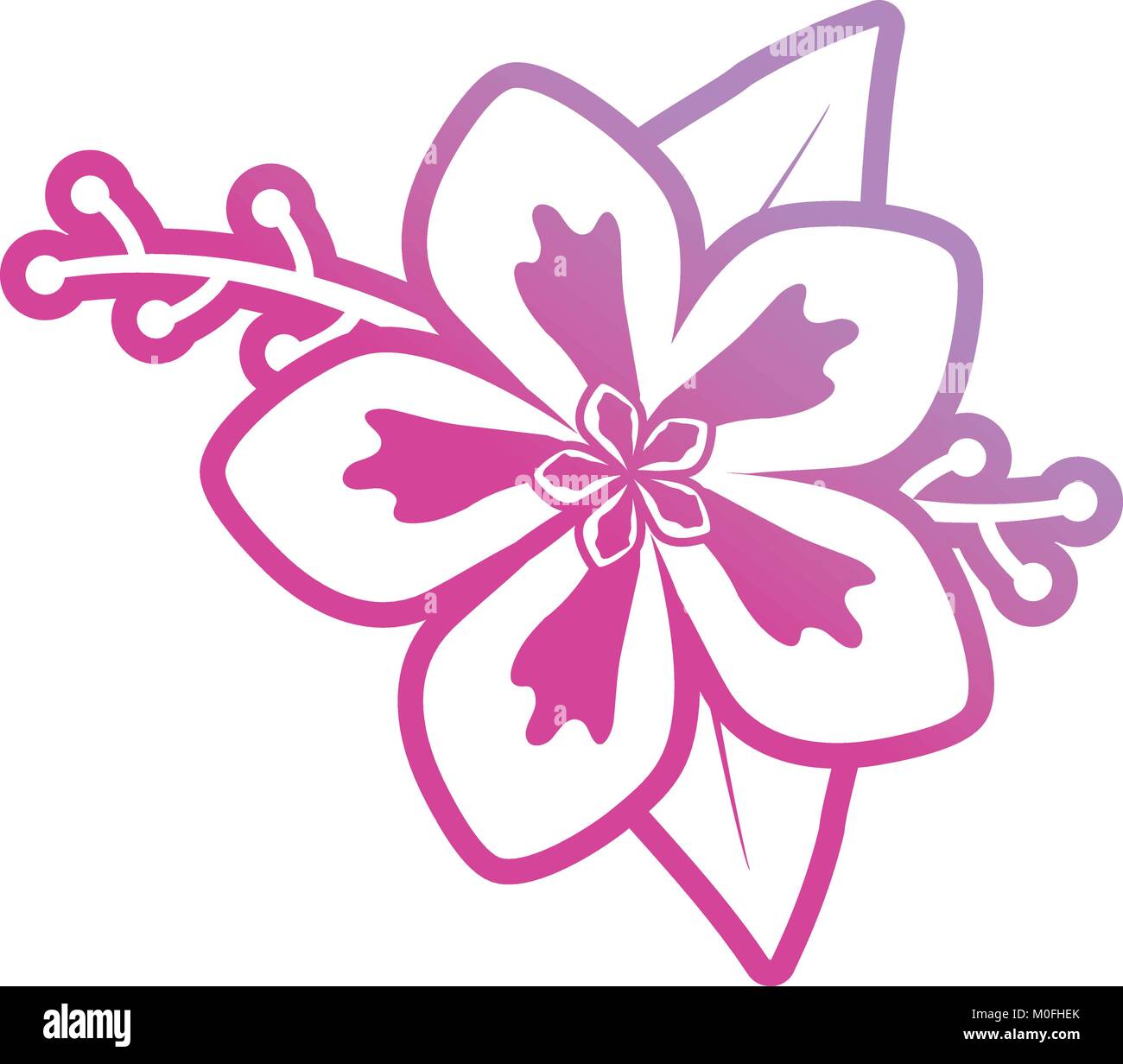 Lila Blume mit Blättern Vector Illustration Stock Vektor